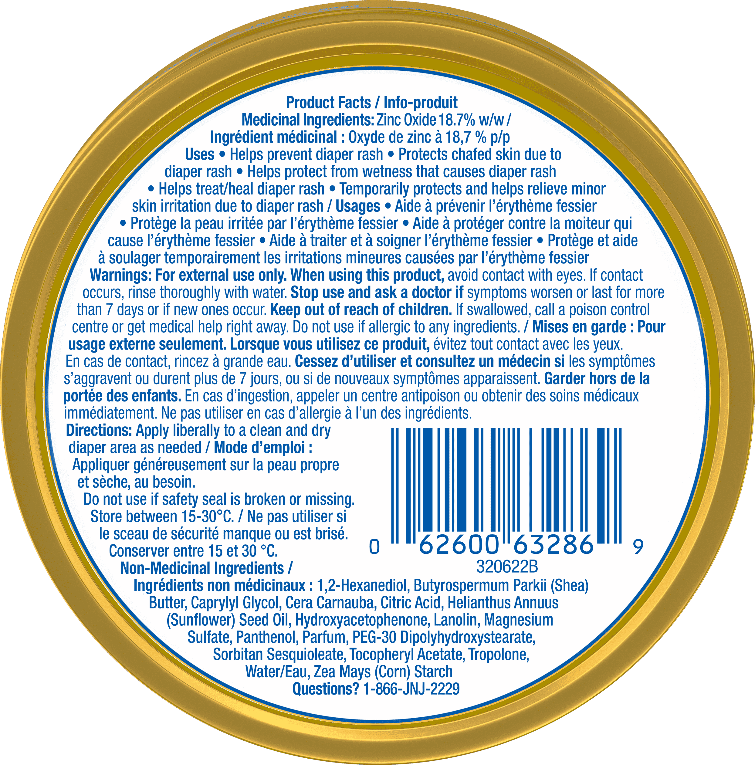 Back shot of PENATEN® Original Medicated Diaper Rash Cream Product, 166g